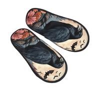 Moonlit Crow Fowers Pattern Pantofole Portatili Pantofole Da Casa Unisex Ciabatte Da Viaggio Per Donna Invernali Esterno L
