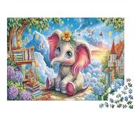 Moonlit Elefantes Puzzle 1000 Pezzi Regali Per Gli Amanti E Gli Amici Cute Baby Elefante in Moonlit Scene Puzzle Giocattolo Decompressivo Intellettuale Educativo Intrattenimento Creativo Per La Decora