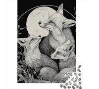 Moonlit Fox Family Puzzle Impossibili 1000 Pezzi Decorazione Per La Casa. Giochi Rilassamento E Intelligence Per Adulti E Bambini Da 12 Anni 70x50cm/1000pcs