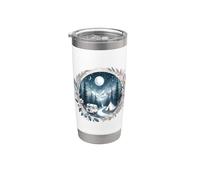 Moonlit Mountain Camping Scena Bicchiere termico in acciaio inox doppia parete