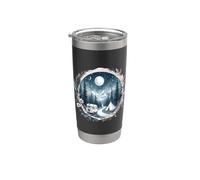 Moonlit Mountain Camping Scena Bicchiere termico in acciaio inox doppia parete