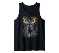 Moonlit Mystic Deer Fantasy Foresta Grafica Canotta