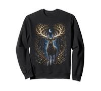 Moonlit Mystic Deer Fantasy Foresta Grafica Felpa