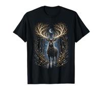 Moonlit Mystic Deer Fantasy Foresta Grafica Maglietta
