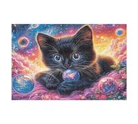 Moonlit Night Black Cat Puzzle 1000 Pezzi Difficile Rompicapo Adulti Sfida Per Amanti Del Puzzle Rilassamento Pressione Ridotta Dopo Il Lavoro Regalo Amici 1000 PCS