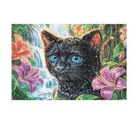 Moonlit Night Black Cat Puzzle 1000 Pezzi Per Ferragosto Cartone Riciclato Per Famiglie Radiant Whimsical Menagerie Per Vacanze Estive Attività Di Gruppo Con Poster Incluso Migliore Vendita 1000 PCS