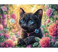 Moonlit Night Black Cat Puzzle 300 Pezzi Alpi Italiane Per Adulti Esperti Radiant Whimsical Menagerie Cartone Rigido Difficoltà Media Per Vacanze Invernali Da Passatempo Con Colla Inclusa 300 PCS