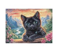 Moonlit Night Black Cat Puzzle 500 Pezzi Giochi Da Tavolo Per Serate Animal Pet Wildlife Divertimento in Gruppo Rilassamento E Convivialità Regalo Per Amici 500 PCS