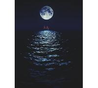 Moonlit Ocean Notebook - 8.5 x 11 Night Sky & Sea Composition Book: 100-Page Wide Ruled Notebook with Peaceful Moon Over Ocean Design - Perfect for Journaling, School, or Creative Writing