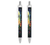 Moonlit - Penna a sfera retrattile con colibrì floreale, 0,5 mm, scrittura liscia, inchiostro nero, per prendere appunti, accessori per ufficio, 2 pezzi come foto 3