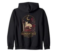 Moonlit Romantasy Book Club Reader Cat And Roses Vibe Felpa con Cappuccio