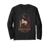 Moonlit Romantasy Book Club Reader Cat And Roses Vibe Maglia a Manica