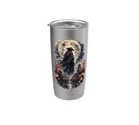 Moonlit Ronin Wanderer Giapponese Samurai Cherry Blossom Giappone Bicchiere termico in acciaio inox doppia parete