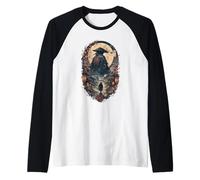 Moonlit Ronin Wanderer Giapponese Samurai Cherry Blossom Giappone Maglia con Maniche Raglan