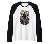Moonlit Ronin Wanderer Giapponese Samurai Cherry Blossom Giappone Maglia con Maniche Raglan