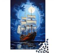 Moonlit Sailboat Night 1000 Pezzi Cartolina Premium Pacchetto Puzzle Senior Jigsaw Entusiasti Difficile Sfidante Decorazione Murale Pacchetto Valore 52x38cm/1000pcs
