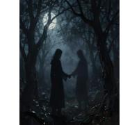 Moonlit Shadows Notebook (8 x 10): Dark Aesthetic Grid Notebook | Mysterious Forest Cover | 100 Pages for Writing & Journaling