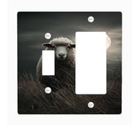 Moonlit Sheep Light Switch Cover Piastra/Outlet, Soft Grey Sheep for Rustic Home Decor, Placche da parete in termoplastica, Dimensioni standard Toggle Rocker