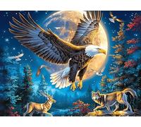 Moonlit Starry Sky Flying Bald Eagle Puzzle 1000 Pezzi Per Adulti Esperti Luminous Enchanted Beasts Cartone Di Alta Qualità Difficoltà Estrema Senza Sbavature Per Hobby E Passatempo Con Colla Inclusa