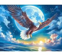 Moonlit Starry Sky Flying Bald Eagle Puzzle 1000 Pezzi Per Regalo Di Festa Della Nonna Cartone Spesso Paesaggi Floreali Colorful Fantasy Wildlife Per Decorazione Domestica Con Poster Incluso Edizione