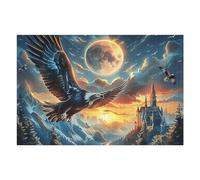 Moonlit Starry Sky Flying Bald Eagle Puzzle 1000 Pezzi Per Regalo Di Pasqua Cartone Spesso Per Bambini Attività Educativa Per Tutta La Famiglia Con Confezione Regalo Qualità Garantita 1000 PCS/75x50cm