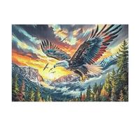 Moonlit Starry Sky Flying Bald Eagle Puzzle 1000 Pezzi Rompicapo Astratto Geometrico Animal Pet Doll Arte Geometrica Moderna Rompicapo Stimolante Creatività E Logica Idea Regalo 1000 PCS