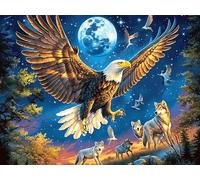 Moonlit Starry Sky Flying Bald Eagle Rompicapo 1000 Pezzi Per Regalo Di Halloween Cartone Rigido Per Adulti Animal Pet Tema Horror Per Feste Con Amici Edizione Limitata Top Vendita 1000 PCS/75x50cm