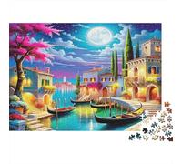 Moonlit Venice Gondola Ride Jigsaw Puzzle Impossibili 1000Pcs Decorazione Per La Casa. Giochi Rilassamento E Intelligence Per Adulti E Ragazzi Da 14 Anni 70x50cm/1000pcs