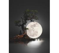 Moonlit Witch Sketchbook - Enchanted Night Scene with Full Moon and Tree Silhouette: 8.5 x 11 Inch Dot Grid Notebook with 200 Pages for Drawing, Journaling, and Magical Creative Expression