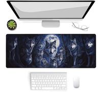 Moonlit Wolf Pack Tappetino per mouse da gioco, tappetino per mouse, tappetino da scrivania, base in gomma antiscivolo, tappetino per mouse per computer, laptop, ufficio, scuola, accessori per la casa