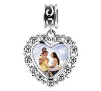 Moonlove - Charm in argento sterling S925 a forma di cuore con immagine personalizzata, ideale per braccialetti e collane stile Pandora, Trollbeads, ecc