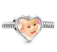 Moonlove - Charm in argento sterling S925 a forma di cuore con immagine personalizzata, ideale per braccialetti e collane stile Pandora, Trollbeads, ecc