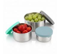 Moonmoon,Contenitori per alimenti, in acciaio inox, con coperchio in silicone a prova di perdite, contenitore per il pranzo, cucina, salse, svezzamento del bambino, set di 3 per scuola o ufficio