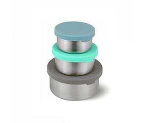 Moonmoon,Contenitori per alimenti, in acciaio inox, con coperchio in silicone a prova di perdite, contenitore per il pranzo, cucina, salse, svezzamento del bambino, set di 3 per scuola o ufficio