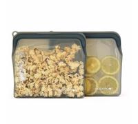 Moonmoon Sacchetti per alimenti in silicone, riutilizzabili, per congelatore, a prova di perdite, richiudibili, per panini, snack, cottura in lotti e preparazione dei pasti, 2 set da 900 ml (grigio)
