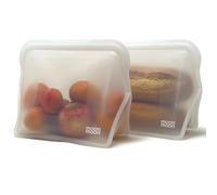 Moonmoon Sacchetti riutilizzabili in silicone per congelatore, stand up, 2 pezzi, trasparenti, XL, 1500 ml