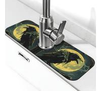 MoonNight Sky Crow - Tappetino per rubinetto per lavello da cucina, assorbente, ad asciugatura rapida, tappetino paraspruzzi, grazioso tappetino drenante per lavello da cucina