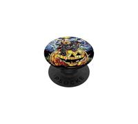 MoonPumpkin Spooky Stained Glass Witch Cat Pumpkin Pattern PopSockets PopGrip Adesivo