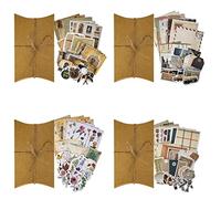 MoonSing Adesivi Decorativi Scrapbooking Vintage, Carta Diario Stickers, Set di Adesivi Washi per Decorazione Taccuino Journal Album Calendario Cartolina d’Auguri Biglietti Fai da Te, 120 Pezzi