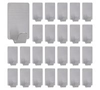 MoonSing Ganci Adesivi Ganci Portasciugamani 24 Pezzi Ganci Autoadesivo Cappotto in Acciaio Inox, Impermeabile Rimovibile Appendiabiti da Parete Asciugamano per Bagno Cucina Porta, Carico 5 kg