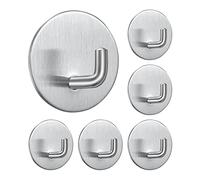 MoonSing Ganci Appendiabiti Autoadesivi in Acciaio Inox, 6 Pezzi Ganci Portasciugamani per Appendere, Asciugamani, Accappatoio, Impermeabile, senza Forare, per Bagno Cucina Porta