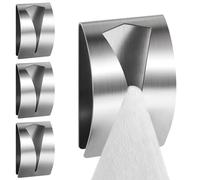 MoonSing Porta Asciugamani Autoadesivo, 4 Pezzi Portasciugamani Porta Strofinacci Adesivo in Acciaio Inox, Ganci da Parete, Portasciugamani Morsetto Gancio per Bagno, Cucina e Casa, Senza Forare