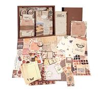 MoonSing Set di Accessori per Scrapbooking, 345 Pezzi Adesivi Estetici Bullet Journal con A6 Griglia Notebook, Vintage Scrapbook Stickers Kit Carta Decorativa per Diario, Taccuino, Album