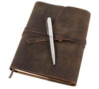 moonster Quaderno Appunti in Pelle Ricaricabile con Elegante Penna in Set Regalo Quaderno A5 Vintage in Pelle per Uomo e Donna - Taccuino Pelle per Disegni e Scrittura
