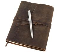 moonster Quaderno Appunti Ricaricabile in Pelle, Block Notes da Donna e Uomo, Blocco Appunti in Pelle con Penna e Fogli a Righe, Quaderno A5, Quaderno di Viaggio, Taccuino Vintage