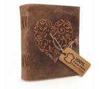 Moonster® Taccuino per appunti, diario segreto, da donna, in vera pelle, blocco note con un bel cuore in rilievo, blocchetto da disegno o per schizzi, da 20 x 15 cm