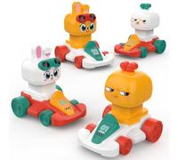 MOONTOY Macchinine Giocattolo Pasquali per Bambini 1 Anno, 4PCS Auto a Frizione Coniglietto e Pulcino, Macchine Push & Go per Neonati 6 9 12 18 Mesi, Easter Basket Stuffers, Regali Prima Compleanno