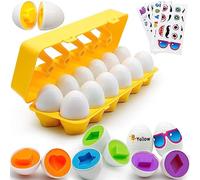 MOONTOY Uova Abbinate Colore e Forma Riconoscimento Giocattoli Uova 12pcs Montessori Plastica Uovo di Pasqua Natale Viaggio Educativi Viaggio Regalo per Bambini 1 2 3 Anni