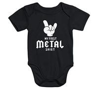 MoonWorks® - Body a maniche corte per neonato My First Metal Shirt Hardrock Heavy Metal in cotone biologico Maglietta in metallo, colore nero 0-3 Mesi