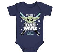 MoonWorks® Body per neonato con scritta divertente Episode 1 Das Wars Ora Habe ich die Macht Yoda Parodia per ragazzi e ragazze, blu navy, 3-6 Mesi